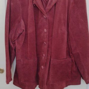 Stan Hermann Studio Burgundy Long Sleeve ButtonUp Leather Jacket Women's SizeXXL